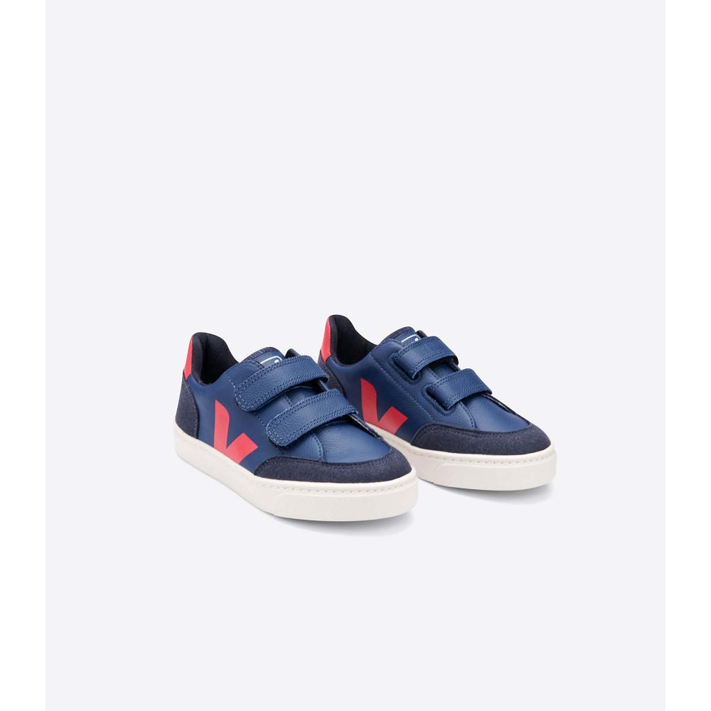 Kids' Veja V-12 LEATHER Sneakers Navy | SG 874VRW